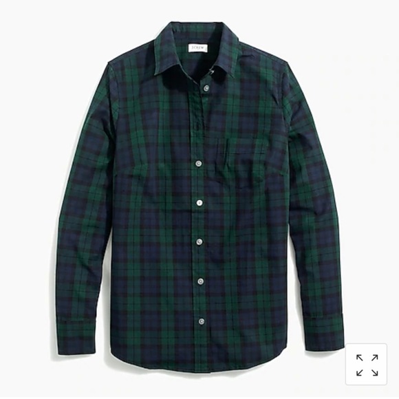 J. Crew Factory Black Watch plaid button-up stretch cotton poplin shirt AS418 XS - Picture 3 of 7